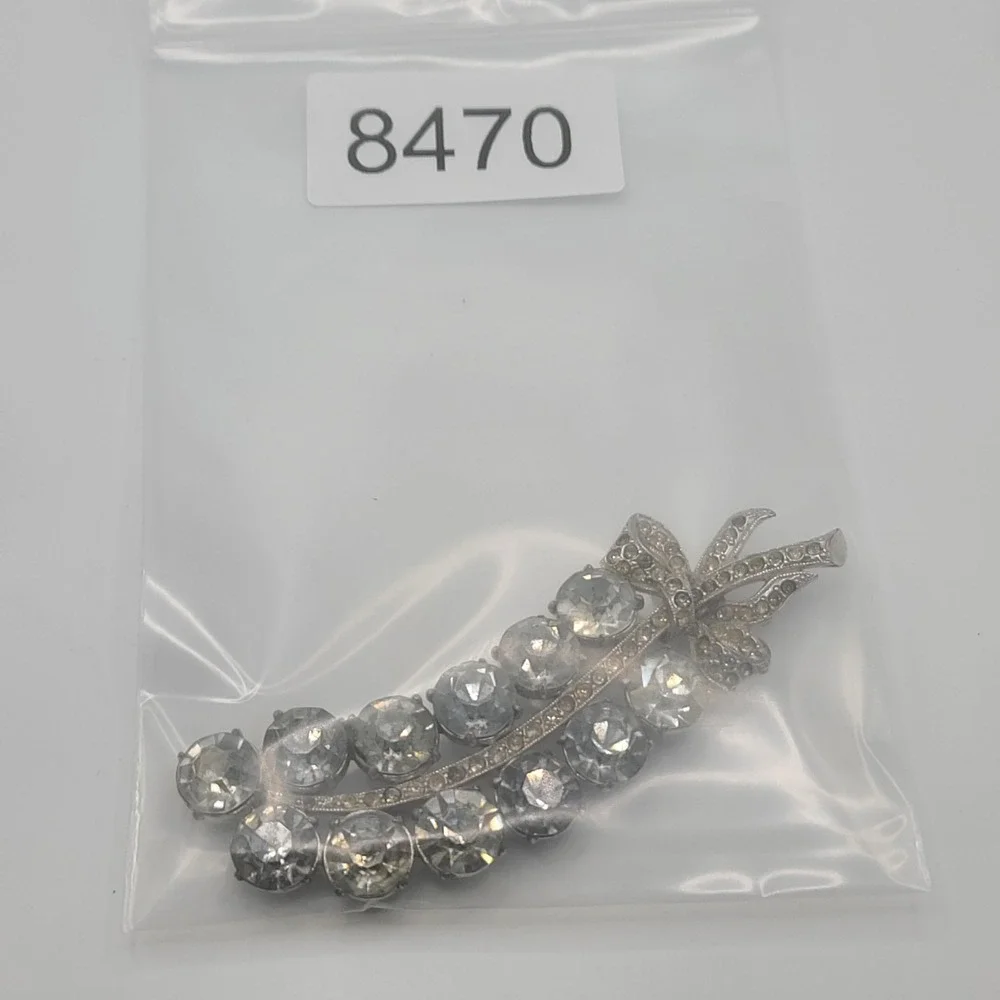 Vintage Rhinestone Brooch Silver Tone Large‎ Heavy - Picture 13 of 13